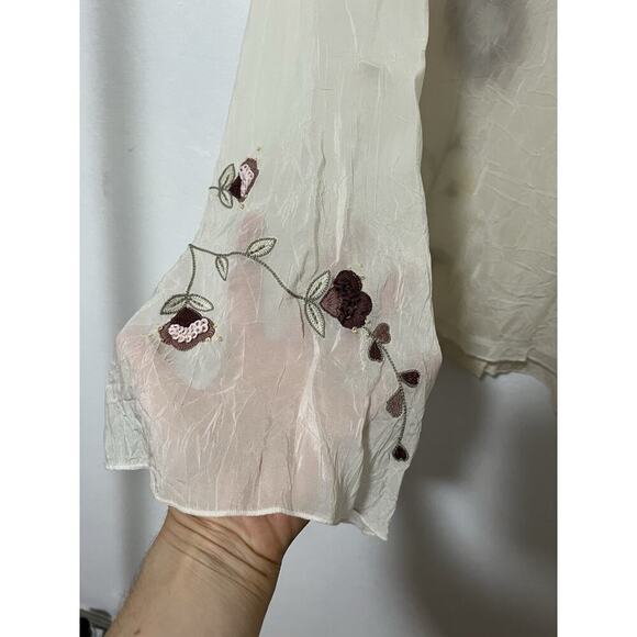 J. Jill Floral Embroidered Semi Sheer Blouse Size 3X Ivory Fairy Whimsical NWT - Picture 5 of 11